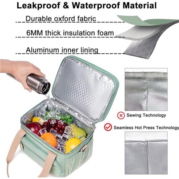 Weitars Insulated Lunch Box for Women Men-Dual Compartment Waterproof Reusable - Picture 2 of 8